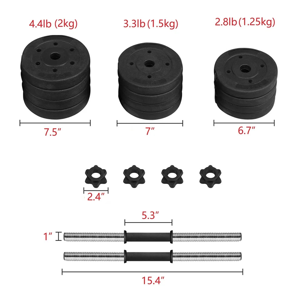 44 Lb Adjustable Dumbbell Weight Set Body Building Training Home Dumbbell, Black