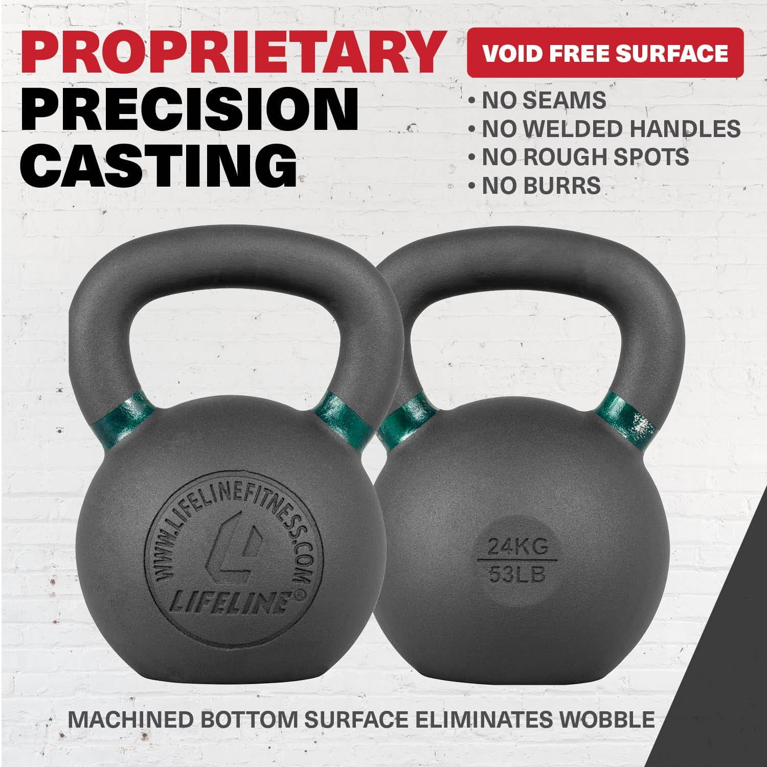 80 Lb Cast Iron Single Black Kettlebell