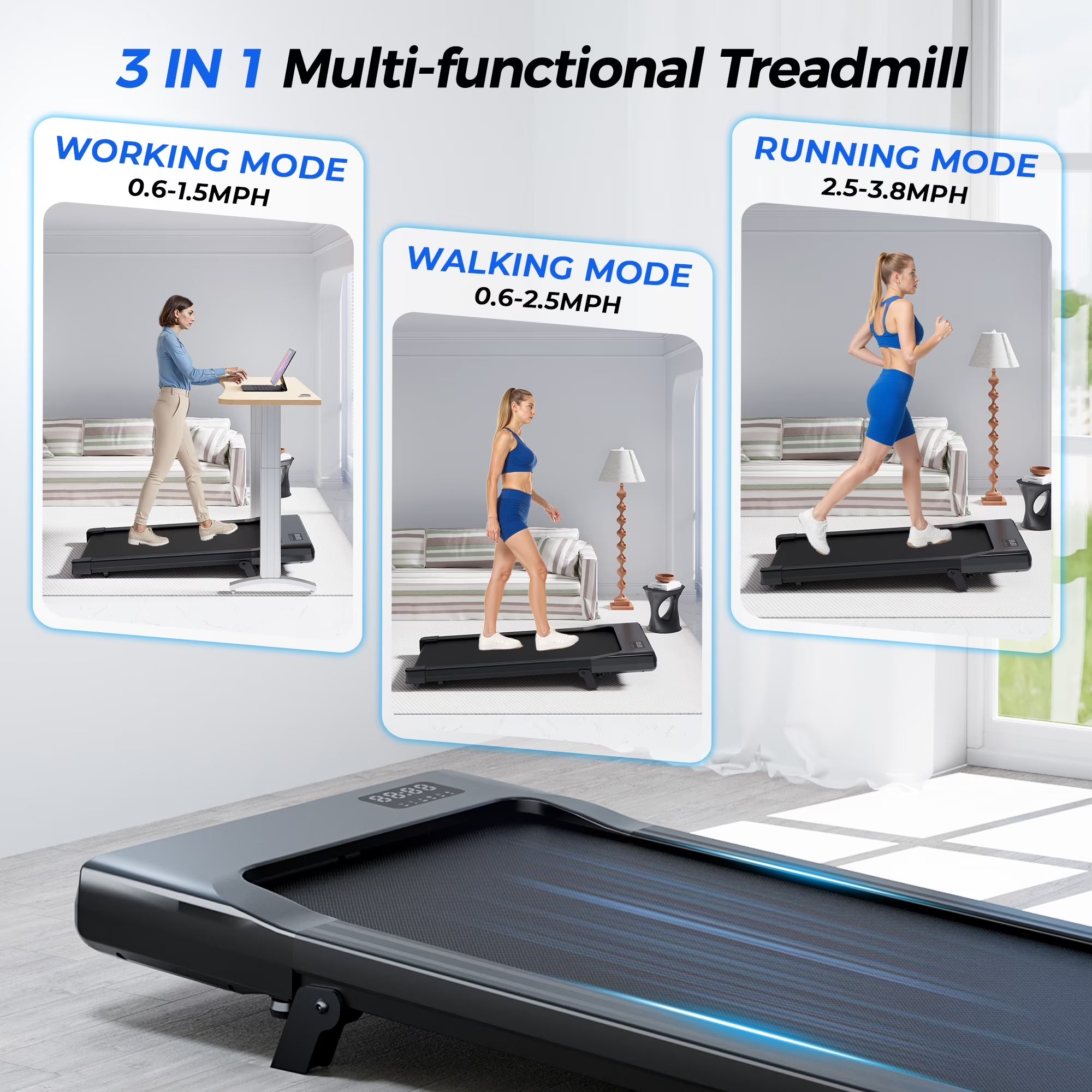 6% Walking Pad with Incline,No-Assembly Walking Pad Treadmill with APP and Remote Control,Led Display,2.5 HP Quiet under Desk Treadmills,300 Lbs Capacity