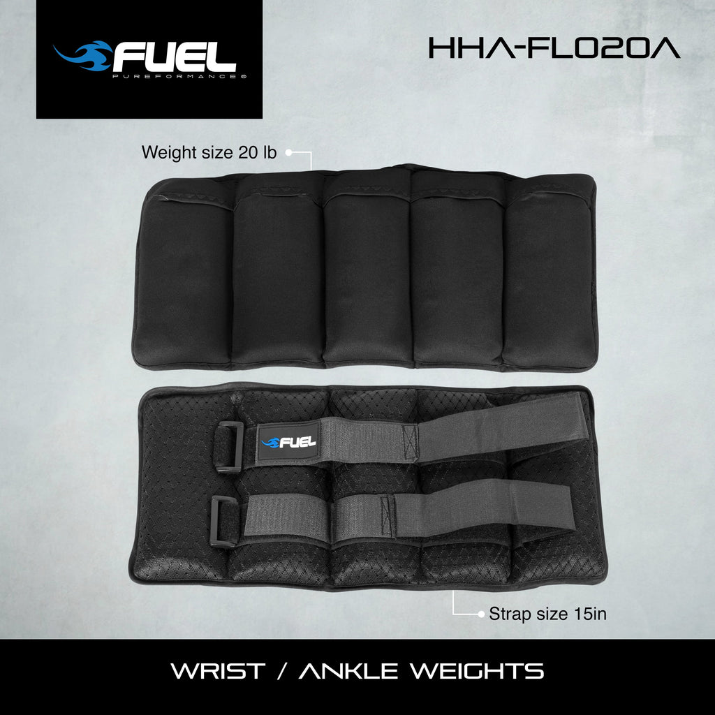 Fuel Pureformance Unisex Adjustable Wrist & Ankle Weights, 10-Pound Pair (20Lb Total - 5 Removable Weight Packs)