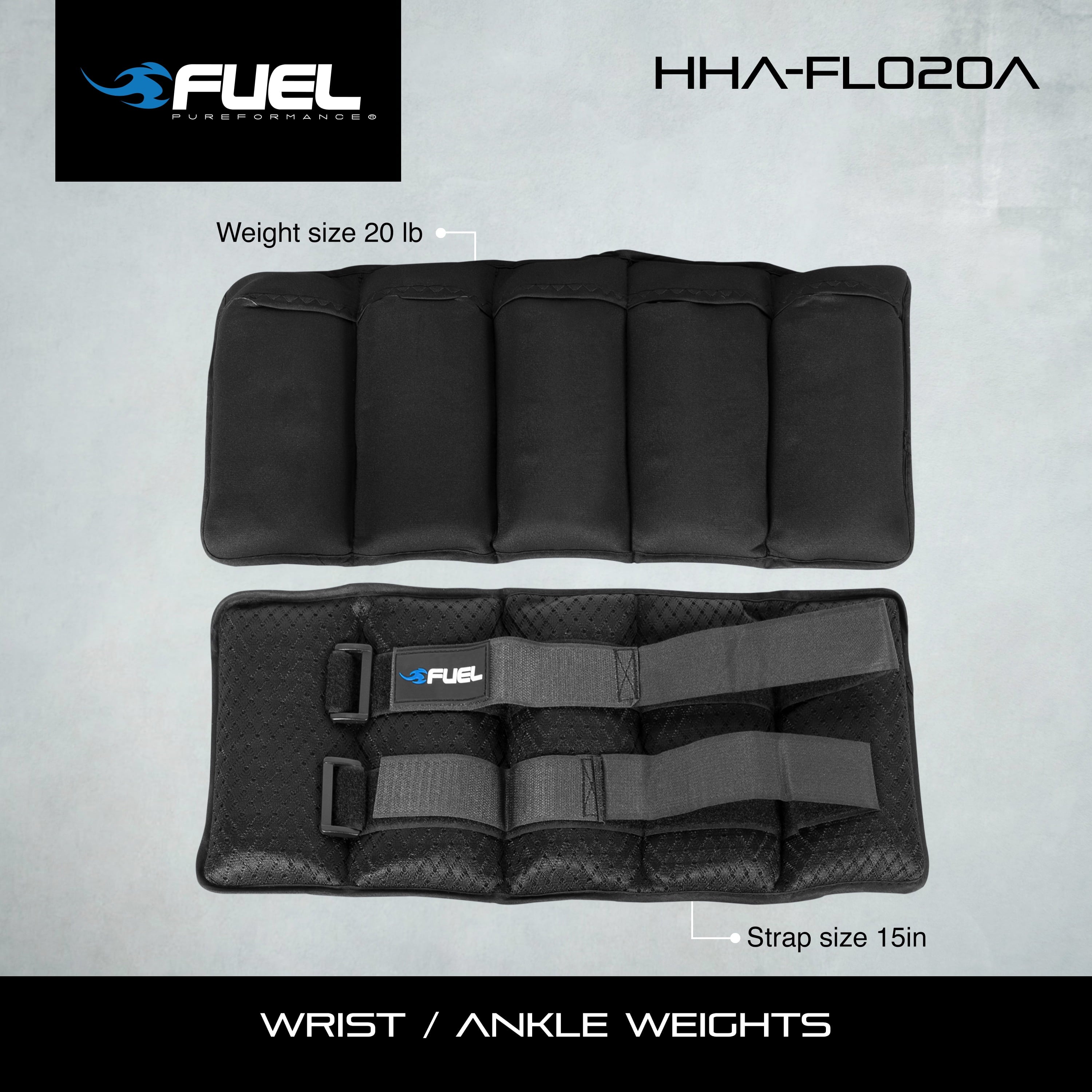 Fuel Pureformance Unisex Adjustable Wrist & Ankle Weights, 10-Pound Pair (20Lb Total - 5 Removable Weight Packs)