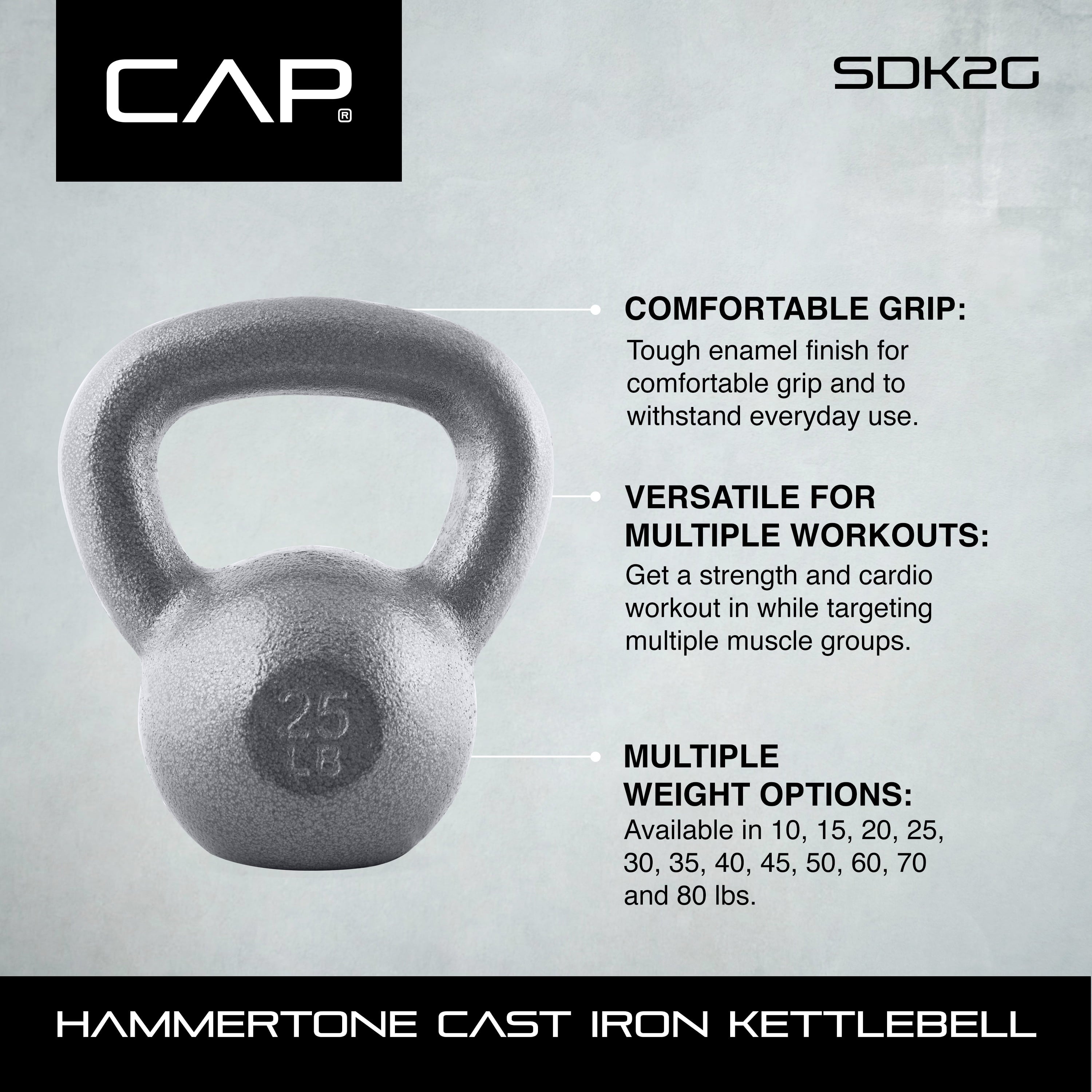 Barbell Cast Iron Kettlebell, Single, 50-Pounds