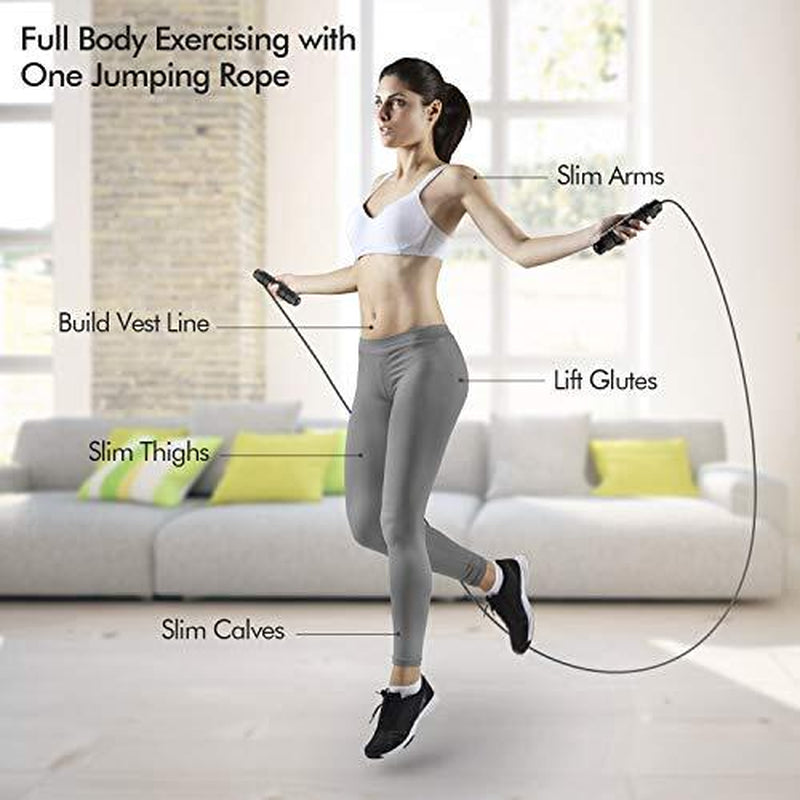 Jump Rope, Tangle-Free Rapid Speed Jumping Rope Cable with Ball Bearings Black