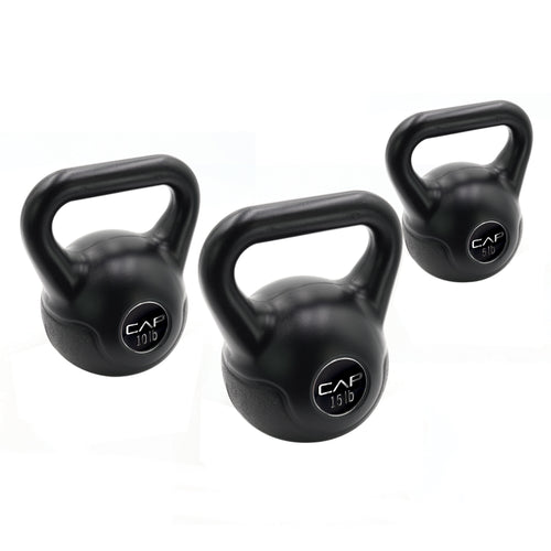 Barbell 30Lb Vinyl Kettlebell Set (5, 10, 15 Lbs), Black