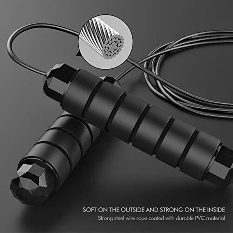 Jump Rope, Tangle-Free Rapid Speed Jumping Rope Cable with Ball Bearings Black
