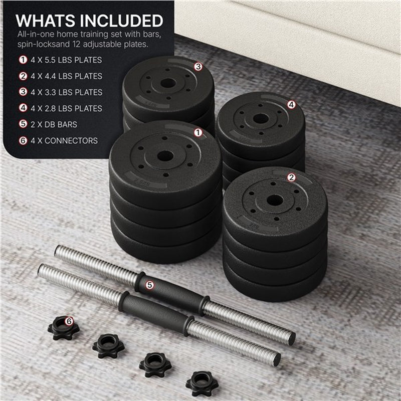 Dumbbell Set 66 LB Adjustable Weight Set for Men & Women Body Building Training