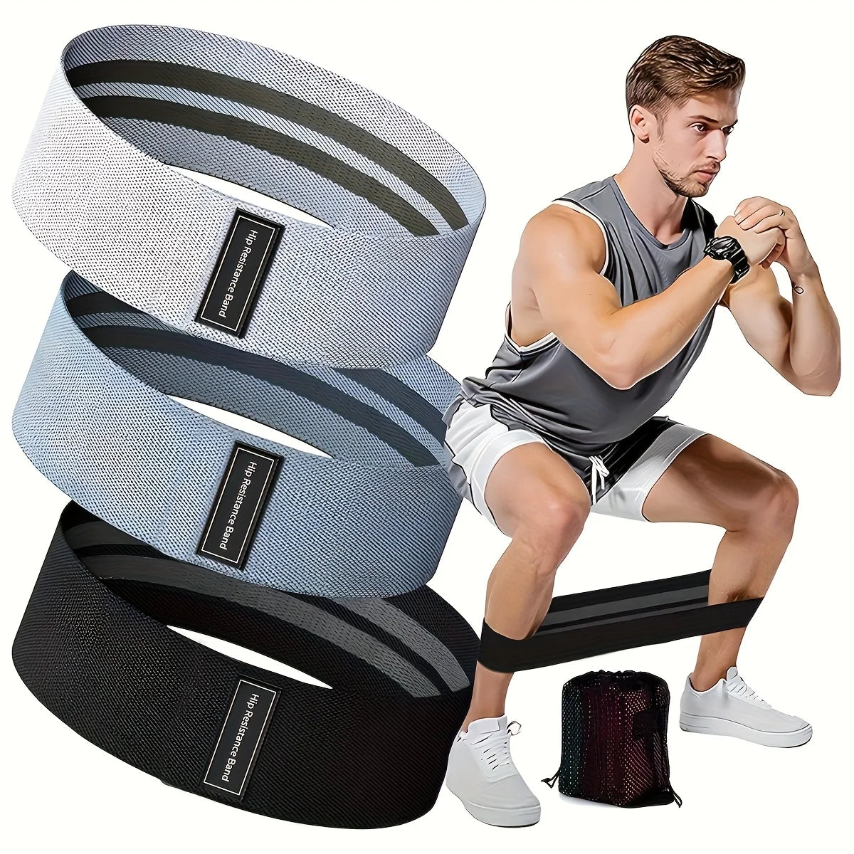 3Pcs Yoga Pilates Strength Training Elastic Resistance Bands for Legs and Butt Urable Fitness for Home Workouts, Yoga, Pilates