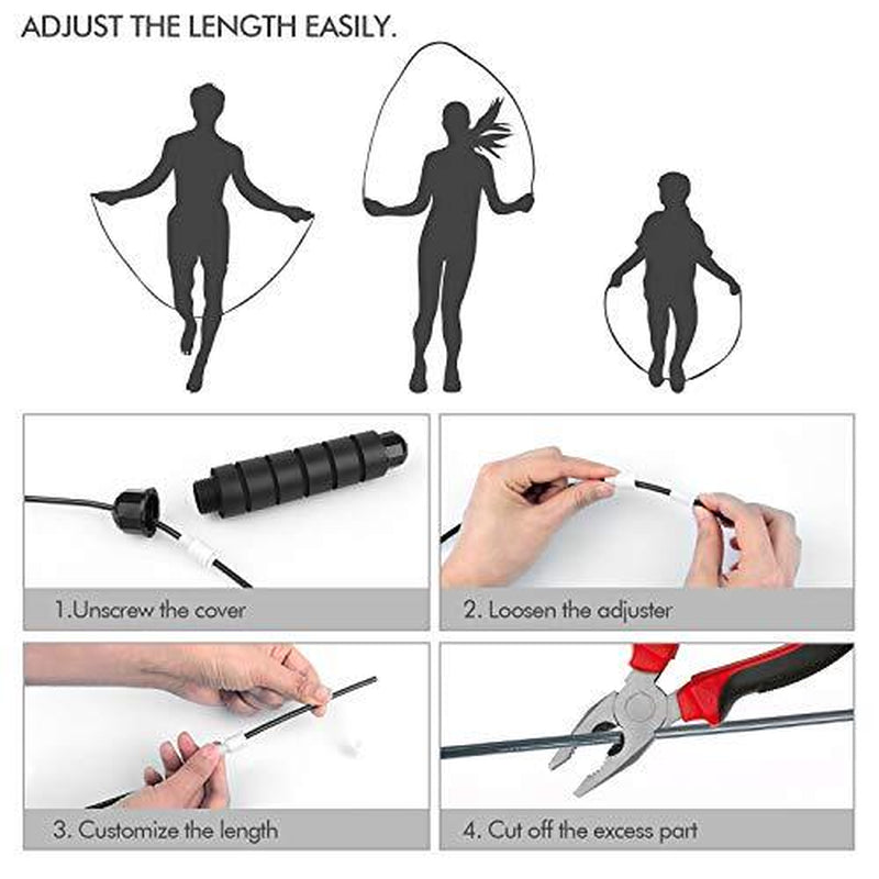 Jump Rope, Tangle-Free Rapid Speed Jumping Rope Cable with Ball Bearings Black