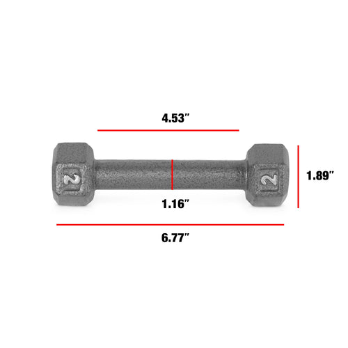 Barbell Cast Iron Dumbbell Weights, 2 Lbs. Pair