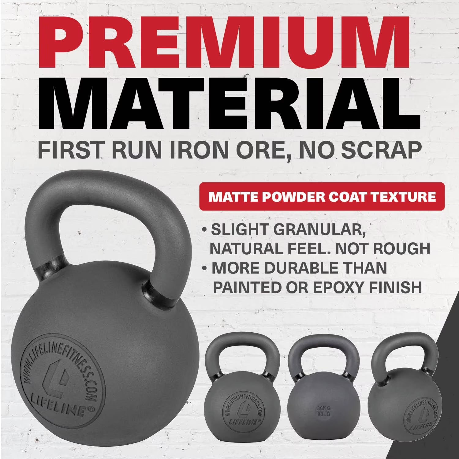 80 Lb Cast Iron Single Black Kettlebell