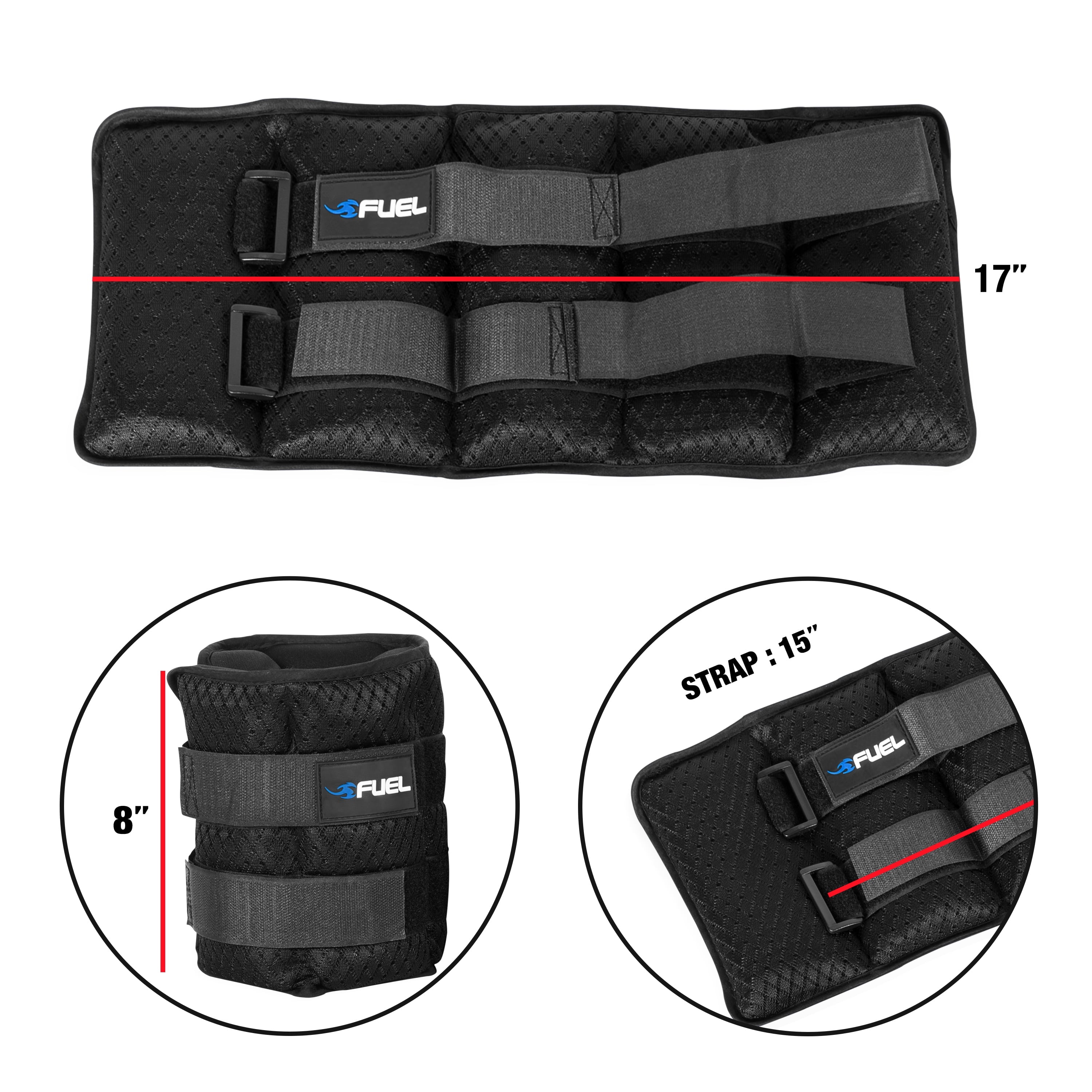Fuel Pureformance Unisex Adjustable Wrist & Ankle Weights, 10-Pound Pair (20Lb Total - 5 Removable Weight Packs)