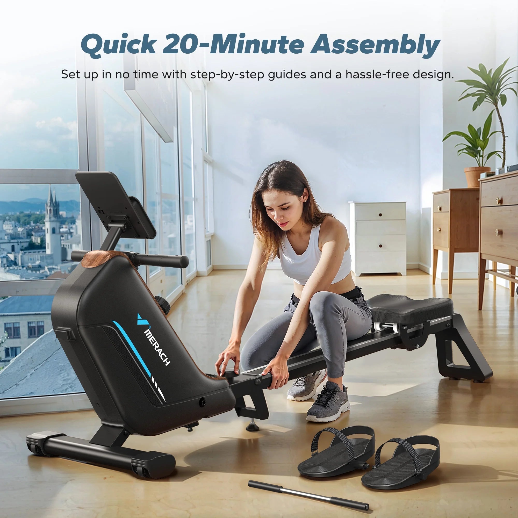 Home Rowing Machine | 12 Adjustable Resistance | Digital Monitor | Seat Cushion