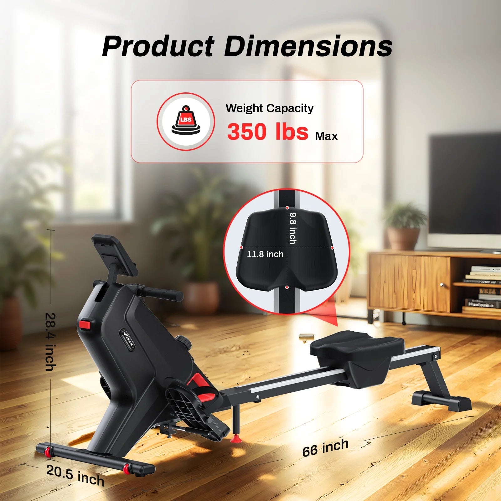 Foldable Magnetic Rowing Machine – 350 LBS Weight Capacity